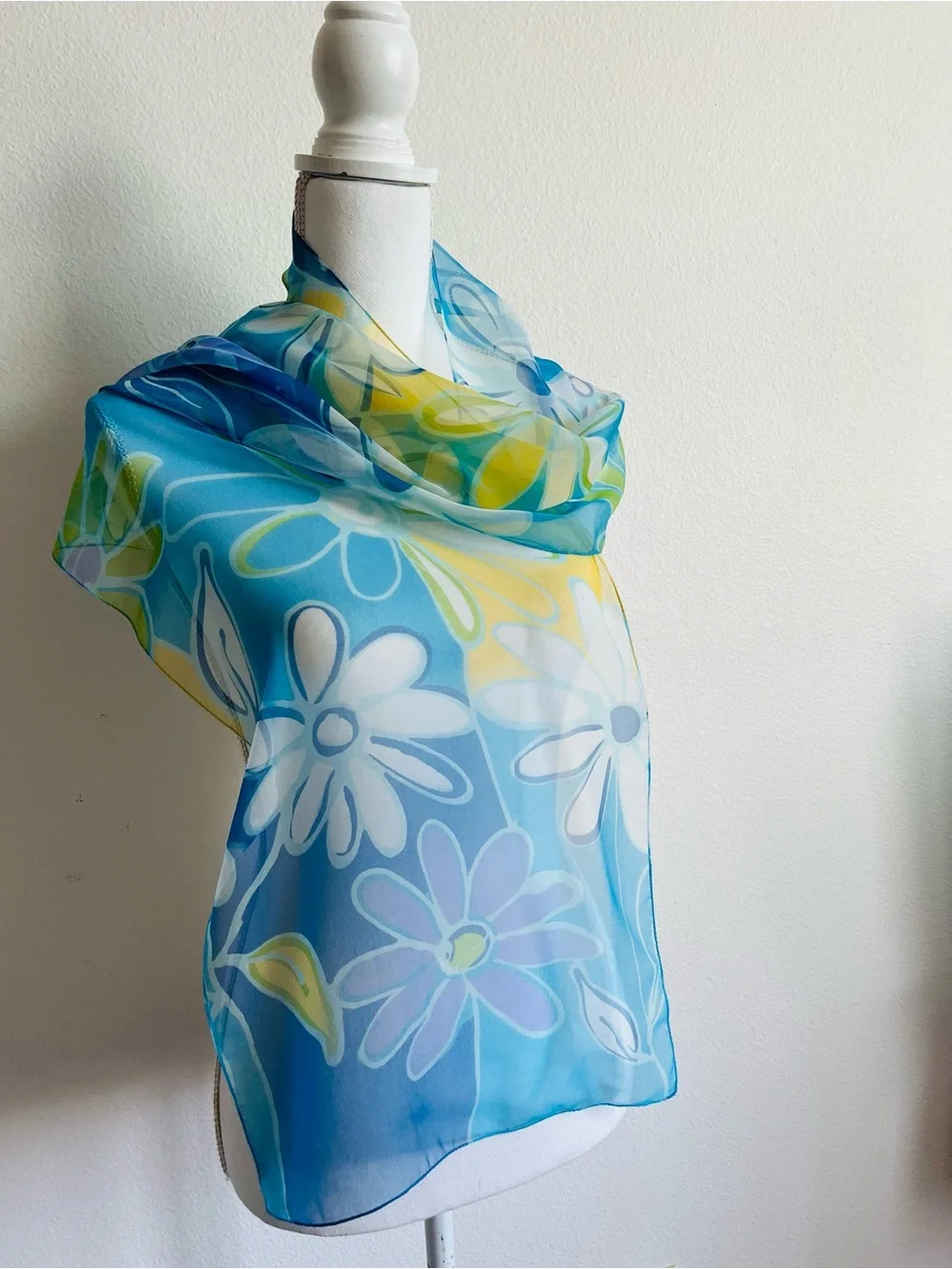 Floral in Blue and Yellow scarf 14/44 inches